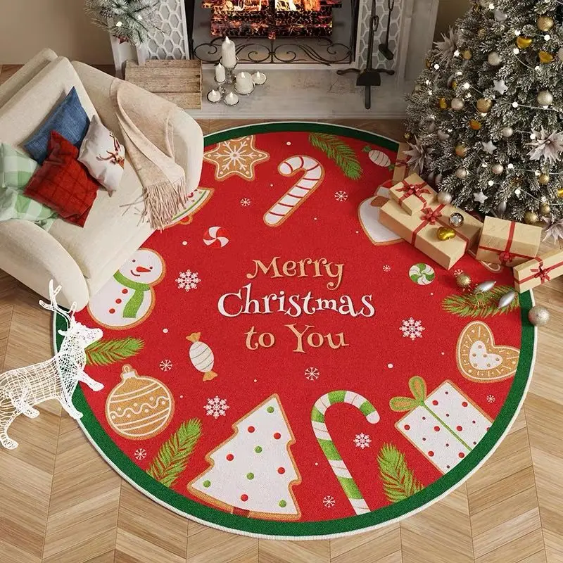 VIKAMA Fall Round Rug Pumpkin Maple Leaf Print Circular Mat Non Slip For Living Room Bedroom Dining Room Holiday Decor