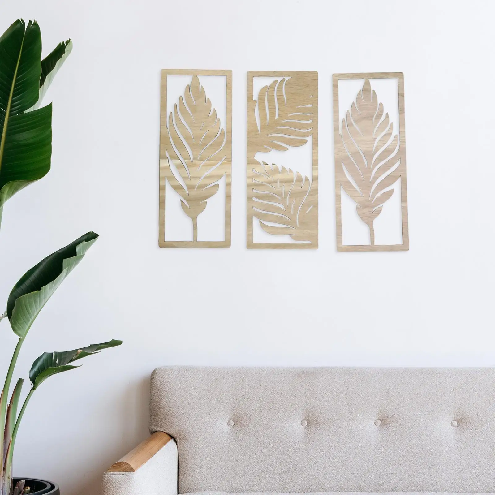 

3Pcs Wooden Wall Sculptures Decor Decorative Leaf Sign Modern Lightweight Wall Art Ornament for Living Room Bathroom Office