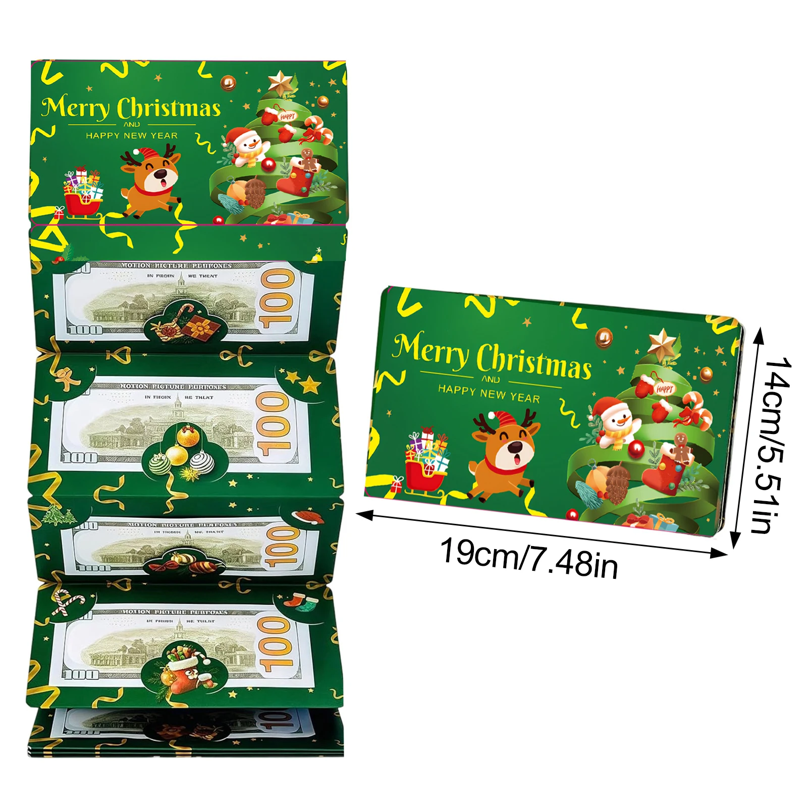 Enveloppe rouge en feuille d'or du père noël, 6 emplacements pour cartes, pliable, bricolage, cadeau de vacances créatif pour noël et nouvel an