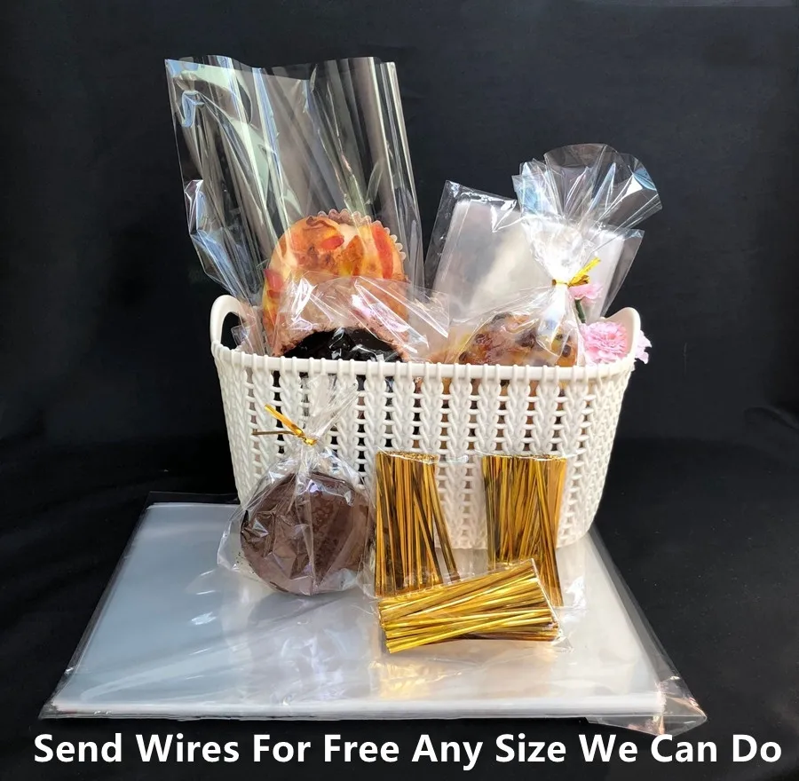 OPP clear candy bag, bakery food cake packaging plastic cellophane, small biscuit lollipop bag for wedding party gifts