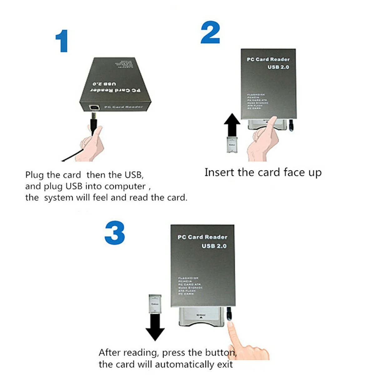 Новый USB2.0 PCMCIA Card Reader ATA Card Reader PC Card Reader USB 2.0 to PC ATA PCMCIA Adapter Flash Disk Memory Card Reader