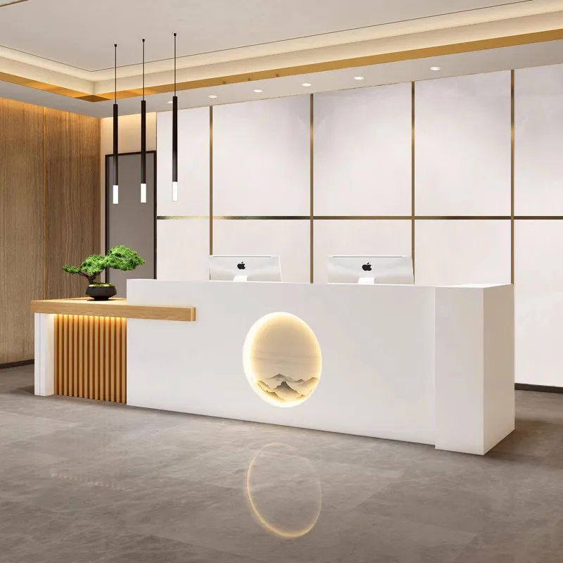 

Office Standing Reception Desk Shopping Salon Modern Cash Front Spa Reception Desk White Meuble Caisse Commercial Furniture