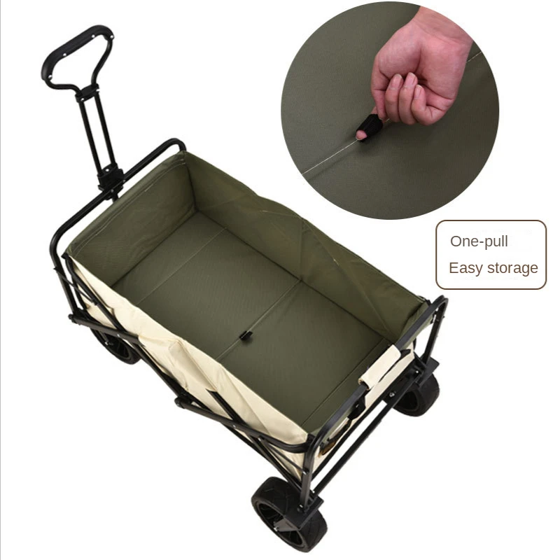 100KG Outdoor Camping Car Camp Trolley Folding Trolley Car Camping Car Picnic Trolley Fishing Group Building Stall Car