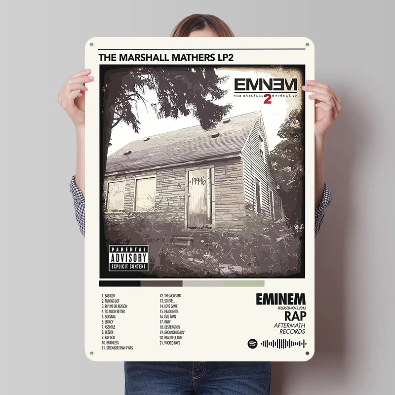 Eminem The Marshall Mathers LP 2 Poster Customized Vintage Metal Signs Wall Art Retro Tin Plaque for Home Decorations Wand Deko