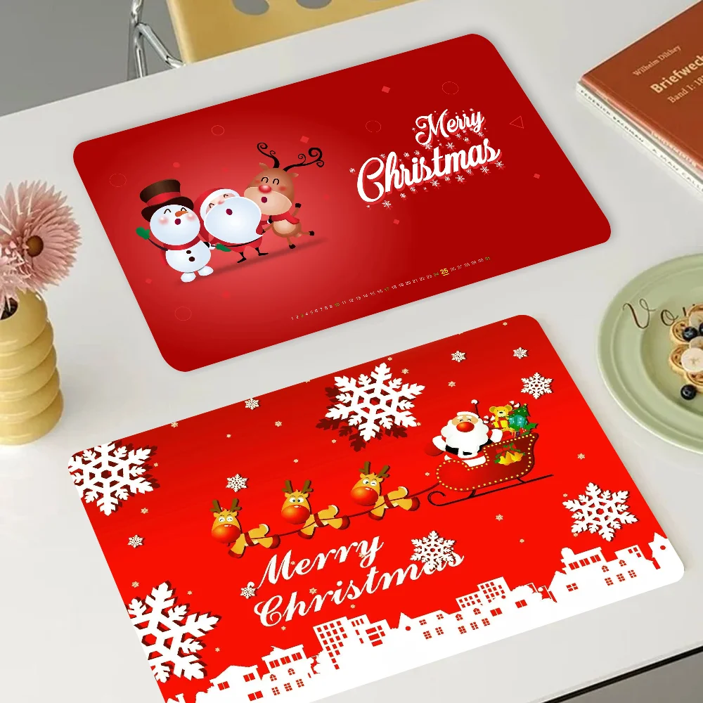 

Christmas Kitchen Drainage Mat Retro Style Dish Drying Pads Absorbent Placemats Drainer Tableware Mats Accessories