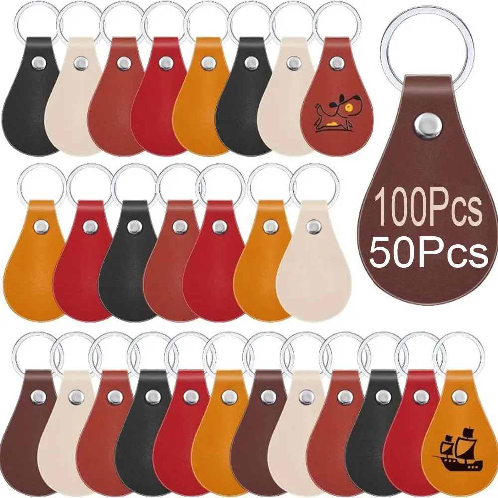 50/100 Uds llavero de cuero PU llavero de cuero personalizado con remaches llaveros regalo personalizado DIY para boda Navidad