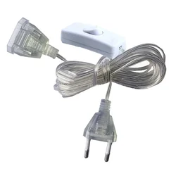 Cable extensor de enchufe con interruptor de 3M, cable de extensión de alimentación para cortina LED de Navidad, fiesta de bodas y vacaciones, UE/EE. UU.