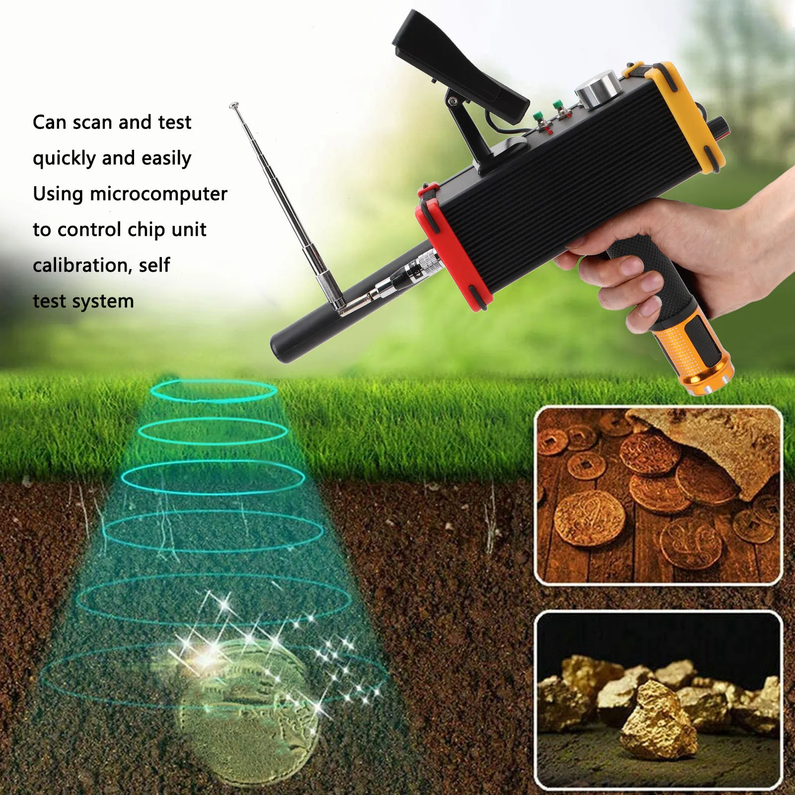 Tela subterrânea de exibição do detector de metais, posicionamento de alcance de 1000 metros, detector de metais de 15m de profundidade para cobre para prata