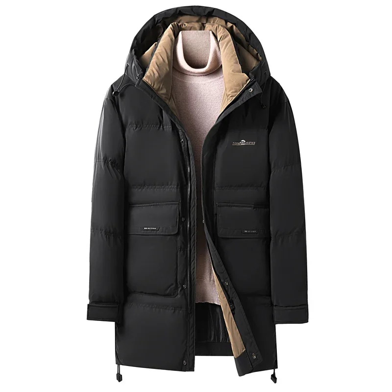 Winter Long Down Jacket 2024 New Designer Clothing Hooded Thick Down Jacket Luxury Goose Down Coat Men's Winter Jacket