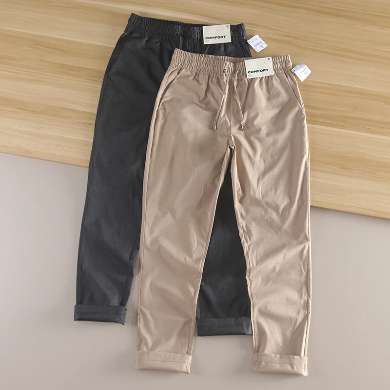 

Мужские летние тонкие прямые повседневные брюки, модные универсальные повседневные брюки из смеси для повседневной носки