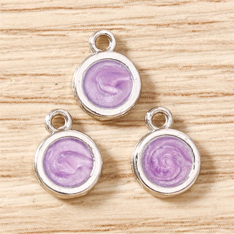 Tusember 20 Stück 8mm Emaille bunte Geburtsstein-Anhänger, flache runde Charms-Anhänger für DIY-Schmuckherstellung, Halskette, Armband, Basteln – Detail 12
