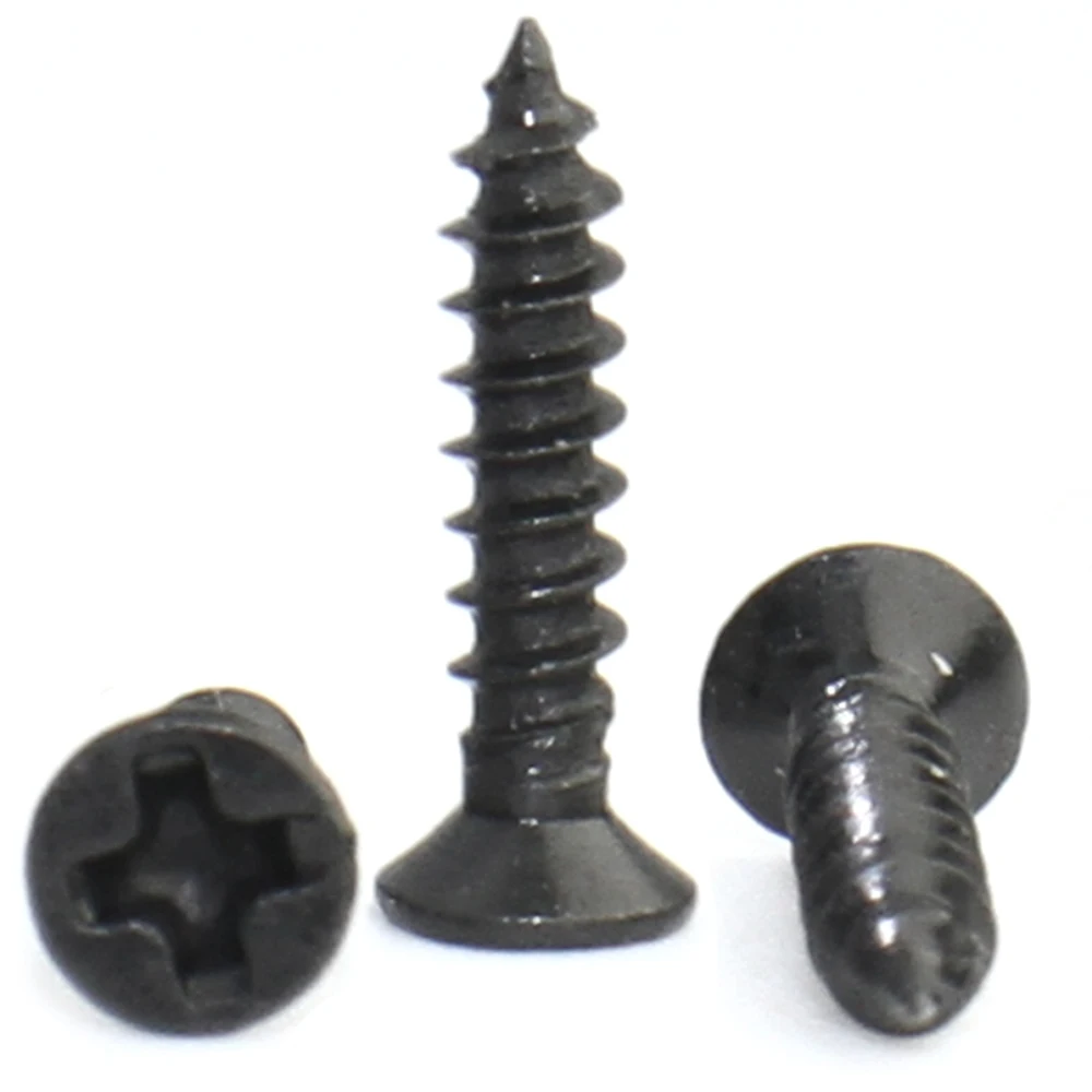 20-200pcs Phillips Flat Head Wood Self-tapping Mini Screw M1 M2 M2.3 M2.6 M3 M3.5 M4 M5 M6 Black Carbon Steel Cross Mini Screws