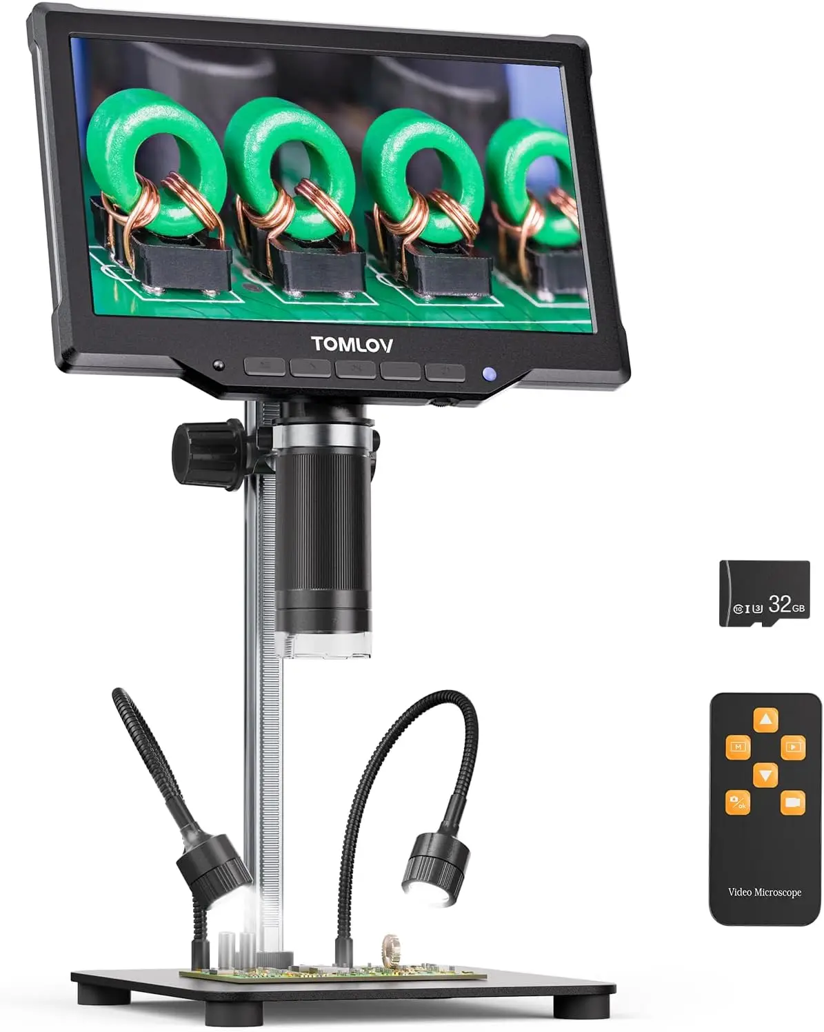 

TOMLOV DM10 Microscope 1200X Zoom 10.1" LCD Error Coin Microscope Magnifier Digital Microscopes for Electronics PCB Soldering