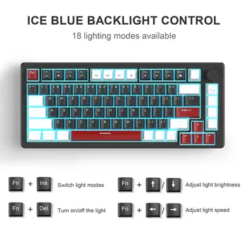 MageGee %75 Mekanik Oyun Klavyesi, Düğmeli Kontrol, Mavi Arka Aydınlatmalı Kablolu Oyun Klavyesi, Kırmızı/Sarı Anahtar, PC Windows için 10 best sales Mavi anahtarlı klavye - №6