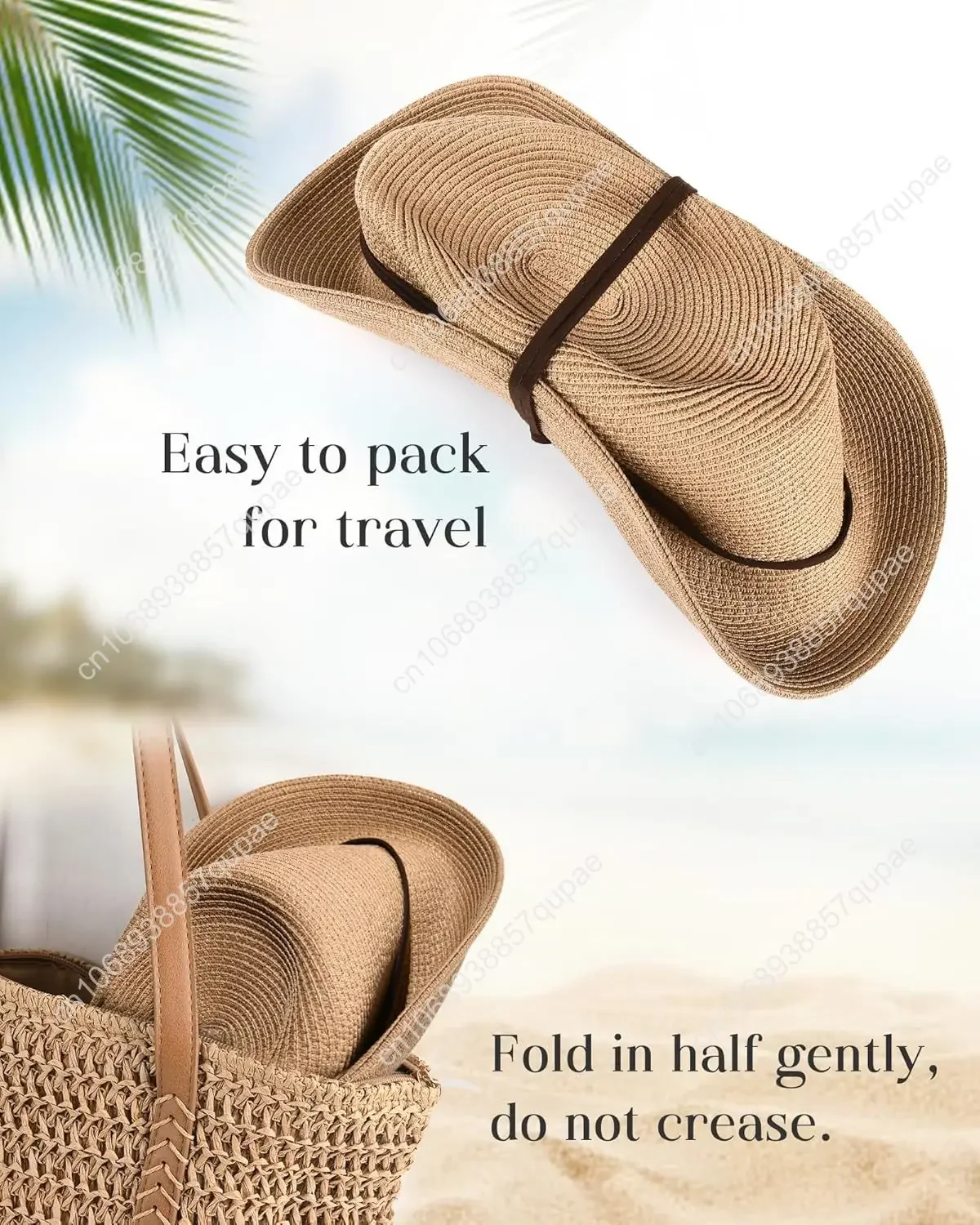 FURTALK Topi Matahari Jerami Musim Panas Wanita Topi Pantai Fedora Panama Pinggiran Lebar dengan Tali Angin UPF 80+