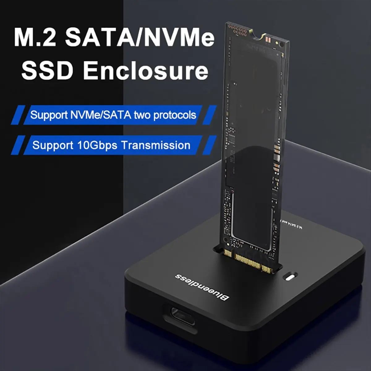 ABGN  Dual Protocol M.2 SATA SSD Docking Station Base External SSD Hard Disk Enclosure Online Reading Writing Speed