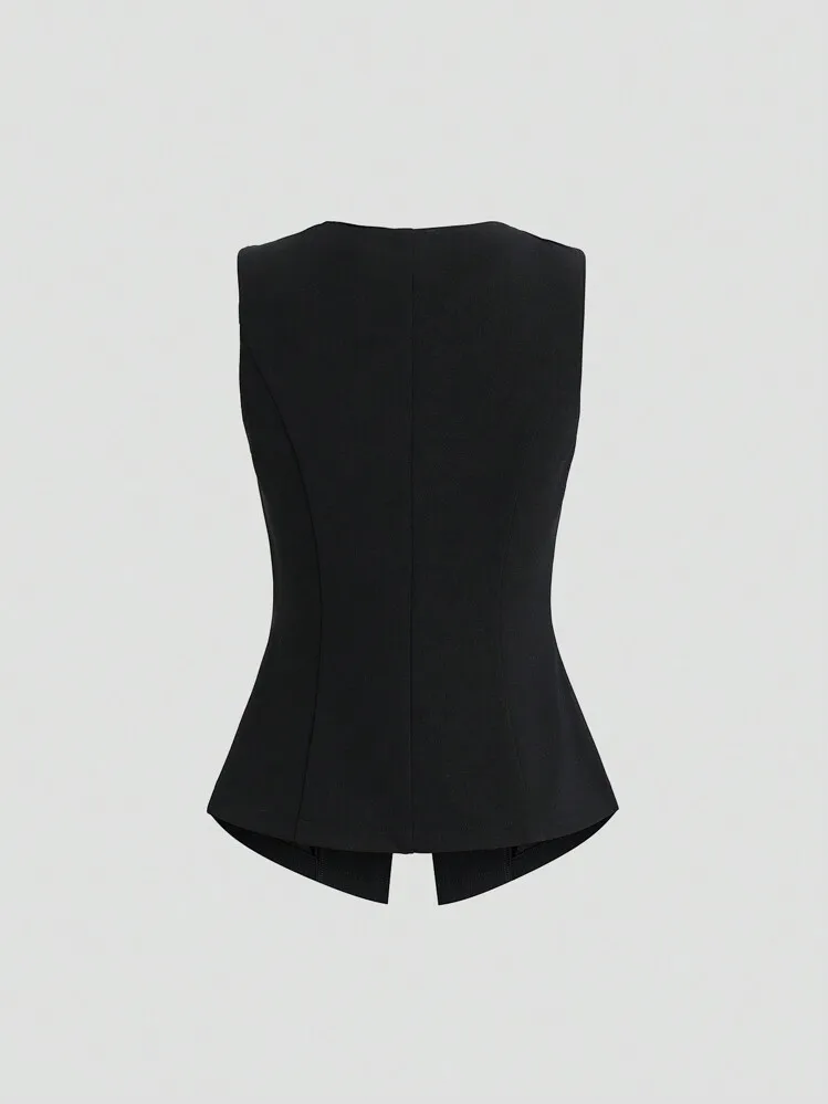 2025 Women's Sleeveless Vest Set with Fashionable Temperament, Round Neck Slim Fit and Slimming Women's Clothing