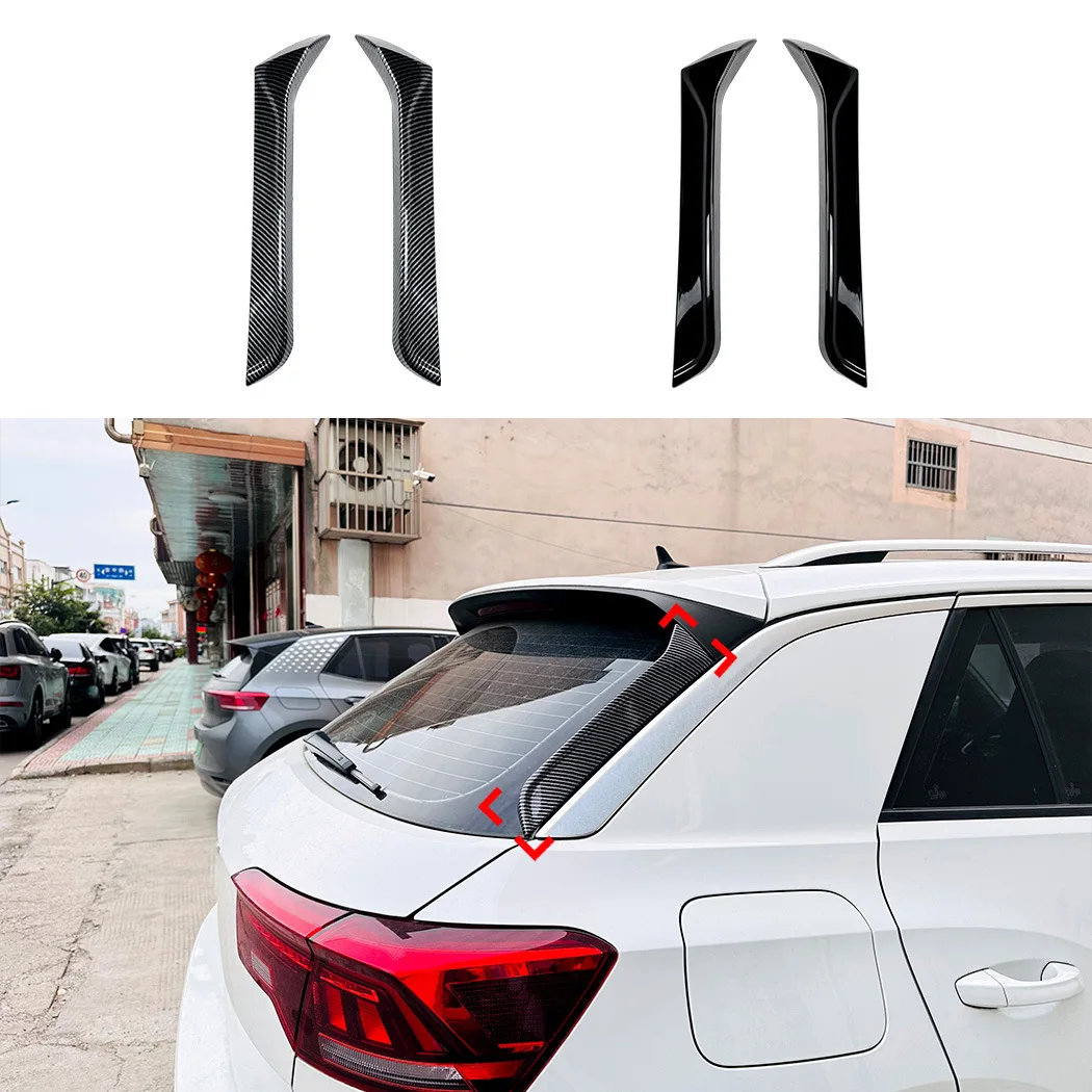 Car Rear Window Side Spoiler Wing Splitter For VW T-ROC SUV A11 MK1 R R-Line TSI TDI 2017 2018 2019 2020 2021 2022 2023 2024