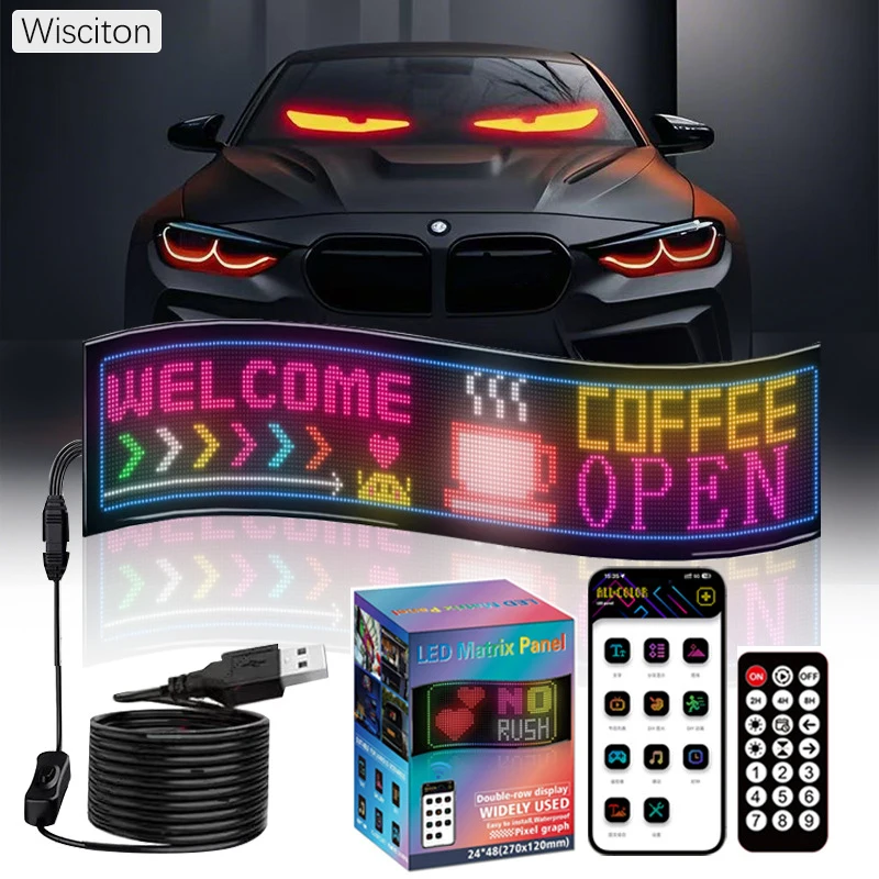 

RGB светодиодный автомобильный матричный пиксельный панель, знак с глазами грузовика, анимация, сделай сам, программируемый Bluetooth, управление через приложение, гибкий прокрутка, дисплей, свет