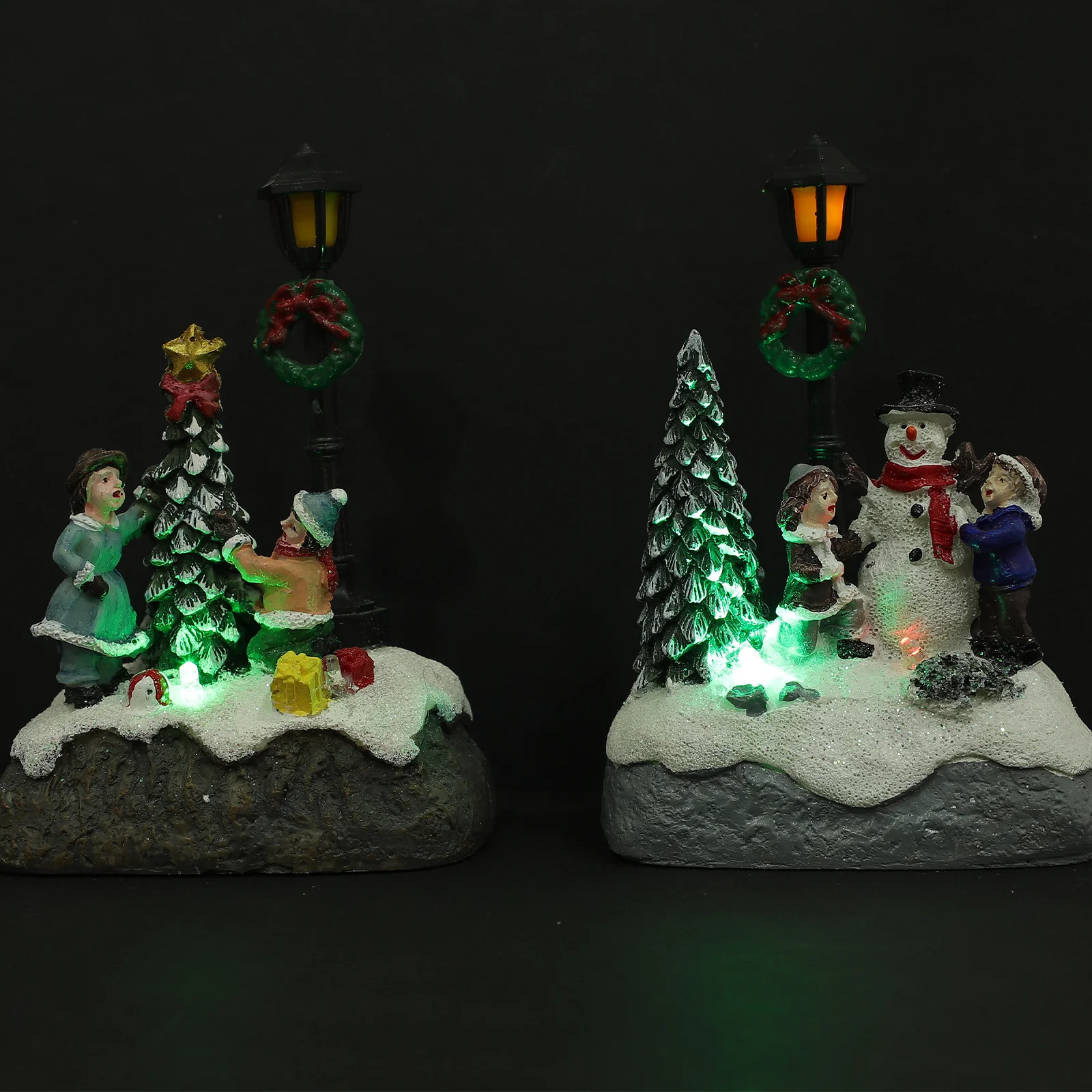 

2Pcs Christmas Resin Small House Desktop Adornment Creative Luminous Home Ornament Xmas Party Decor Home Adornment