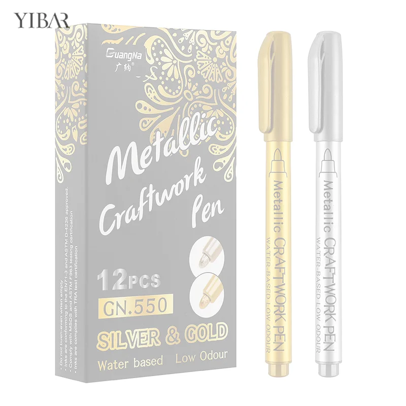 

DIY Epoxy Resin Mold Gold Silver Color Drawing Supplies Craft Graffiti Marker Pen Metallic Waterproof Permanent Marker Pens