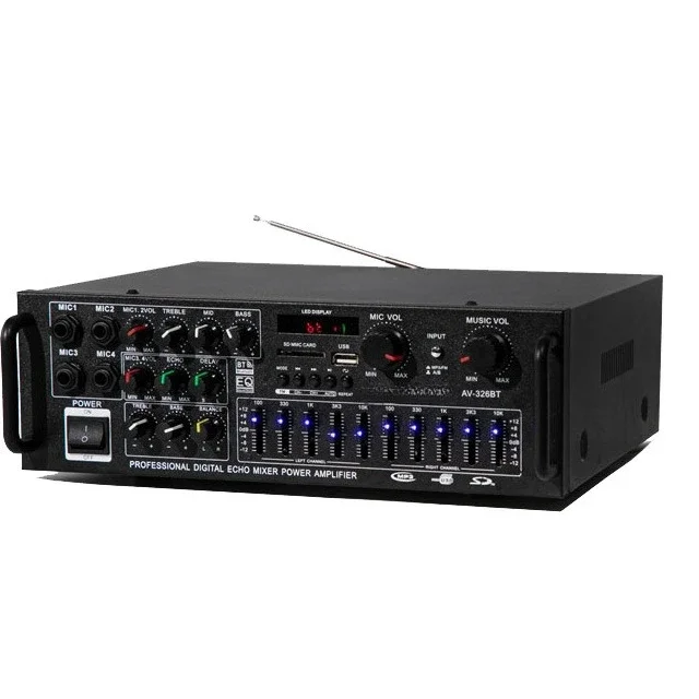 Good High-power Household Power Amplifier 12V/220V Bluetooth EQ Equalizer Car Outdoor Karaoke Dual-purpose Power Amplifier