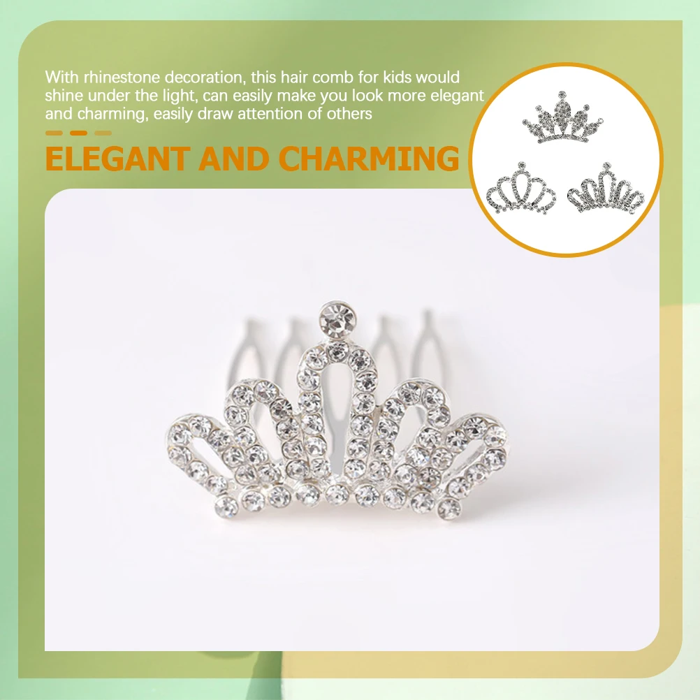 

3pcs Kids Rhinestone Tiaras Hair Combs For Girls Birthday Party Wedding Costume Role Play Photography Decorations Stylish