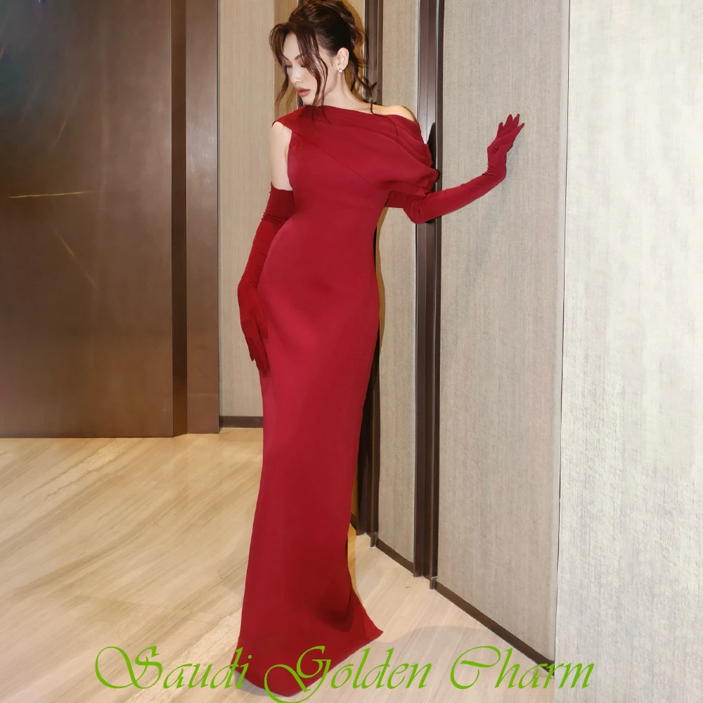 تخصيص بسيط الأحمر جيرسي مساء اللباس الأنيق مغرفة قبالة الكتف فساتين المشاهير لينة مستقيم الاجتياح قطار حزب اللباس #6