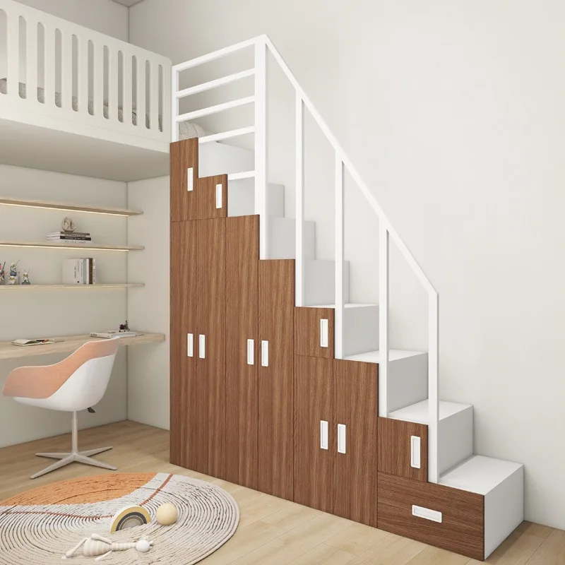 원목 계단 수납장 단품 판매 이층 침대 다락방 계단 수납장 가정용 서랍장 수납 등반 계단 수납장 맞춤형 사다리