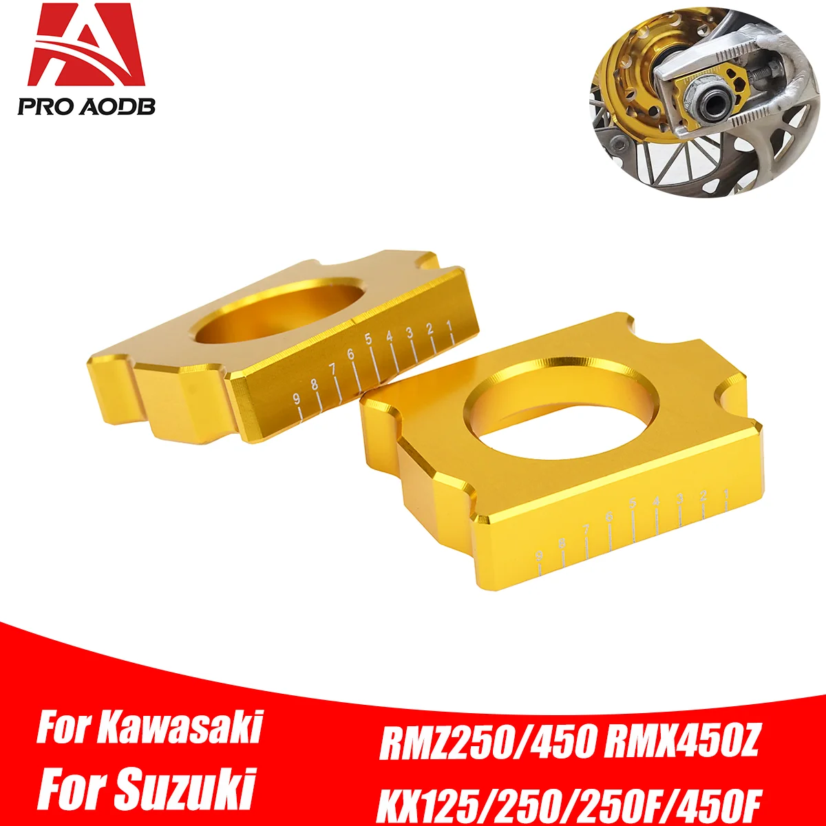Motorcycle CNC Rear Axle Block Chain Adjuster For Suzuki RMZ250 RMZ450 RM Z 250 450 RMX450Z RMX 450Z  2004-2015 2016 2017 2018
