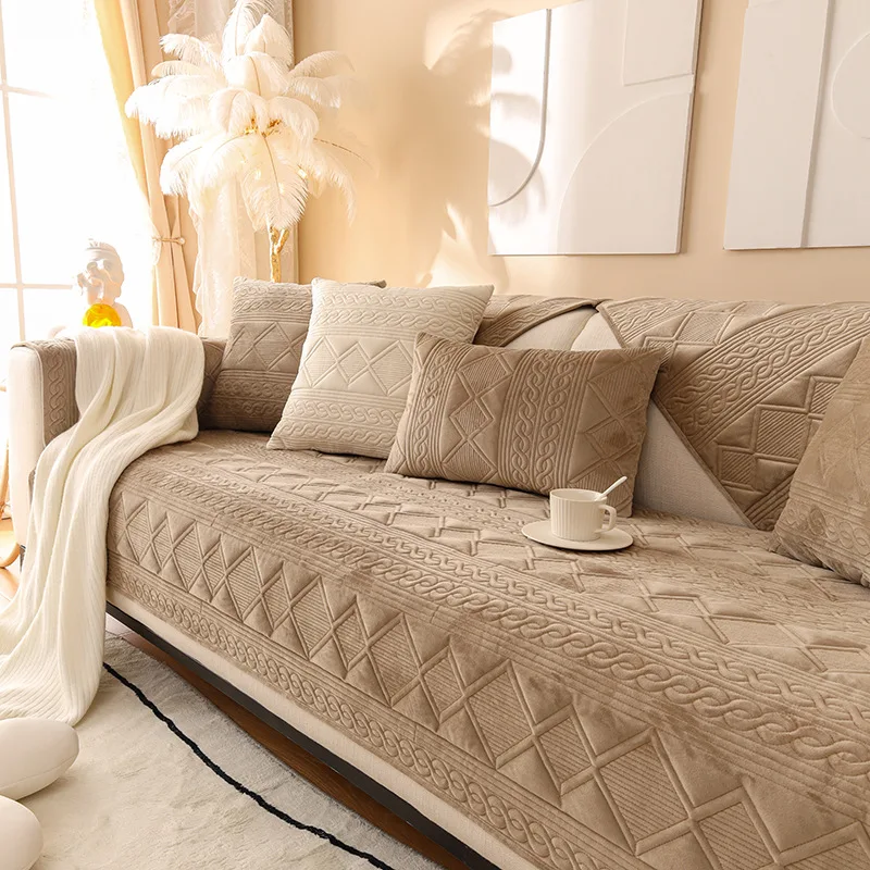 Winter Neue Gestickte Plüsch Kissen Niederländischen Samt Sofa Kissen Moderne Einfache Verdickte Nicht-Slip Sofa Kissen Handtuch