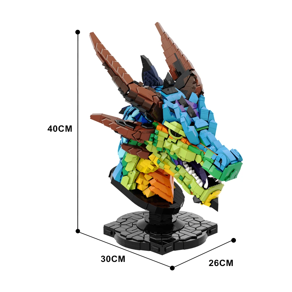 2634PCS MOC Dragon Head Model Building Blocks Chinese Zodiac Auspicious Dragon Bricks Assemble Toys Creative Children Gift