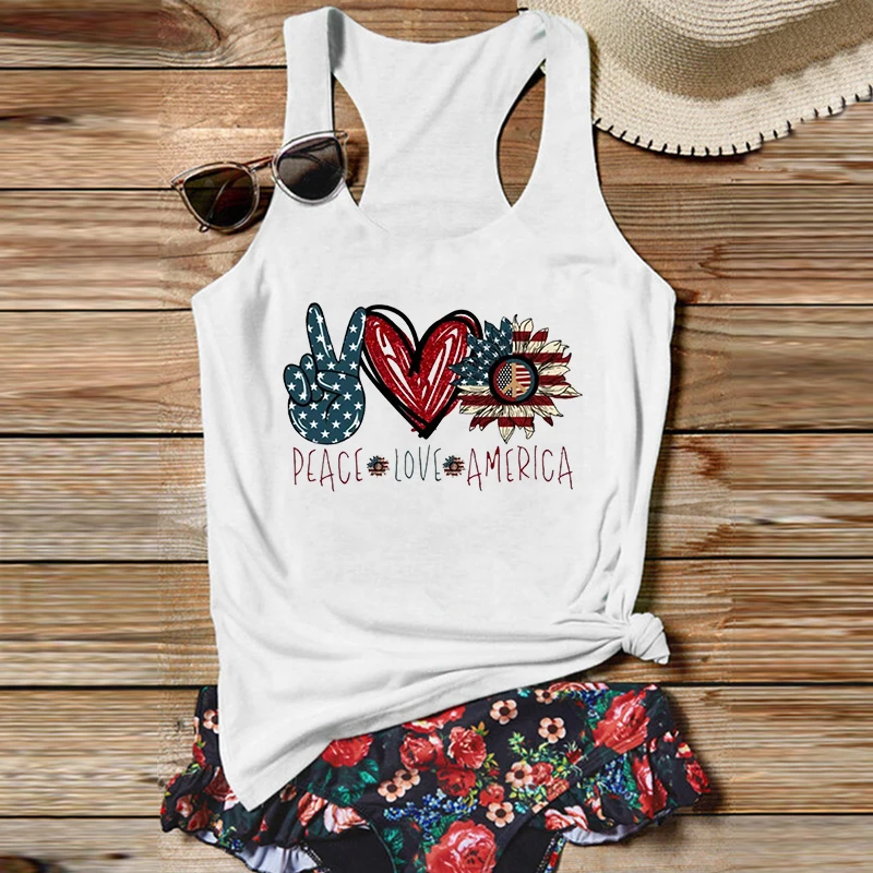 

American Flag Tops Independence Day Tank Tops USA 4th of July Red White Blue Clothes Sexy Streetwear USA Tank Top M