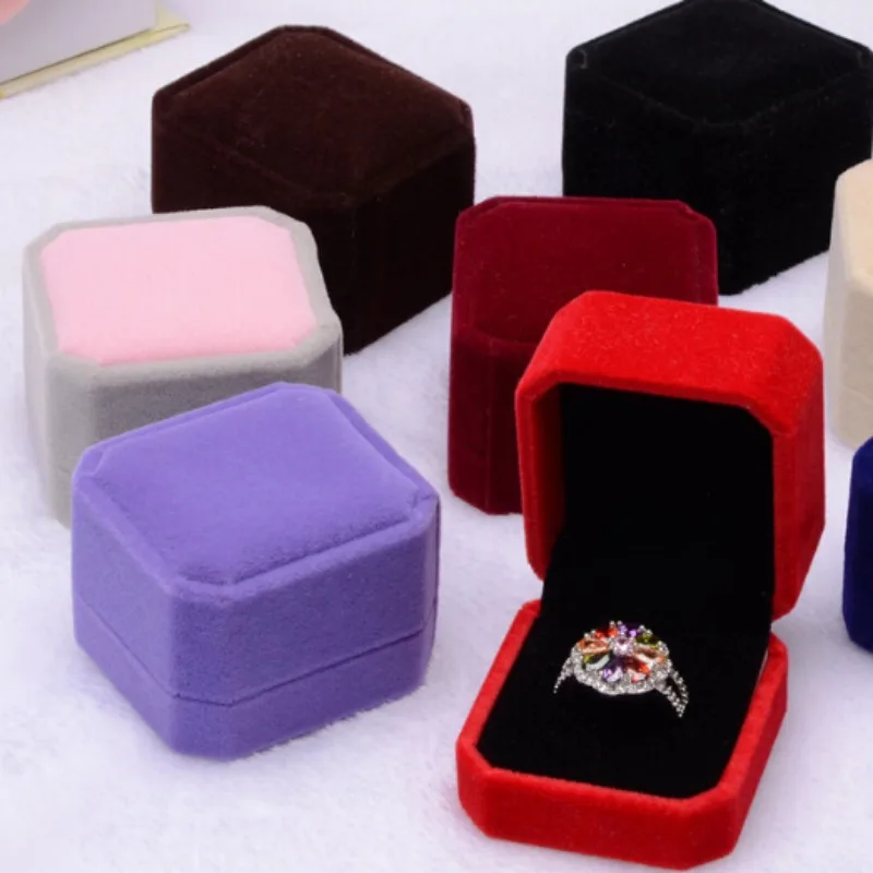 Romantic Velvet Rings Box Small Accessories Jewels Storage Case Sturdy Wedding Celebration Ring Boxes Jewelry Packaging Gift