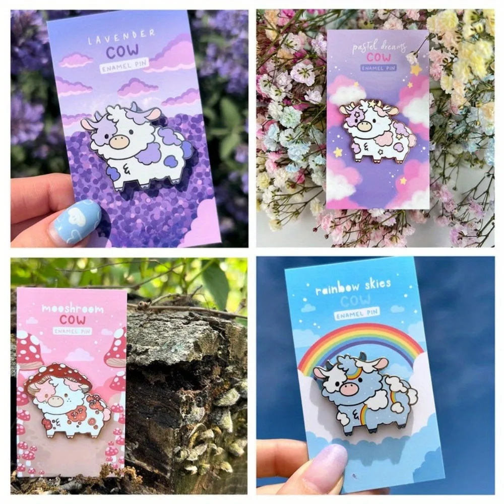 Hermoso Pin esmaltado de vaca de dibujos animados, insignia de metal de fantasía, broches de vacas de hadas, regalos divertidos, regalos mágicos