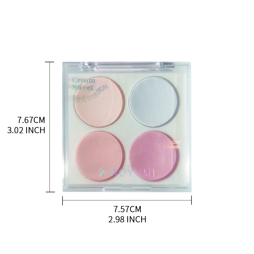 لوحة أحمر الخدود مكونة من 4 ألوان - تركيبة بودرة الآيس كريم وإسفنجة مختلطة، مستحضرات تجميل مريحة للمكياج اليومي وتصفيف مكياج بسيط