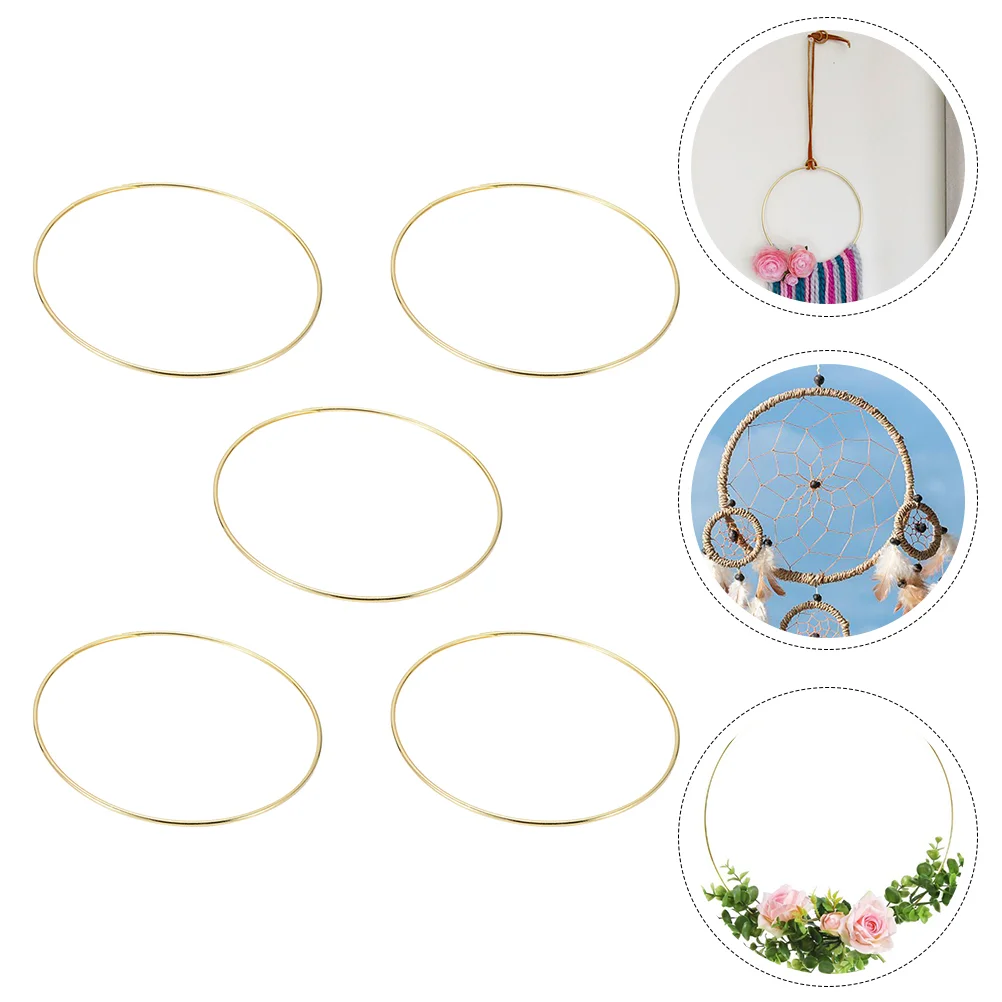 5 Pcs Dream Catcher Circle Handmade Materials Simple DIY Home Decorative Brass Kit Wedding Wreath Hoop Iron Ring Circles