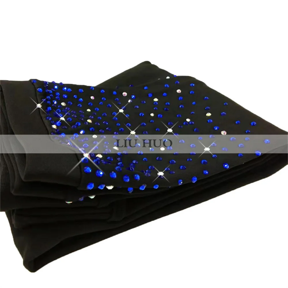 LIUHUO New Ice pattinaggio artistico giacca pantaloni donna ragazza pantaloni Top nero adolescenti bambini bambini colorato blu strass allenamento