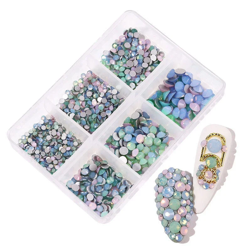 Opal Rhinestones Nail Art Decoration - Crystal AB Nail Gem Kit (SS6-SS20)