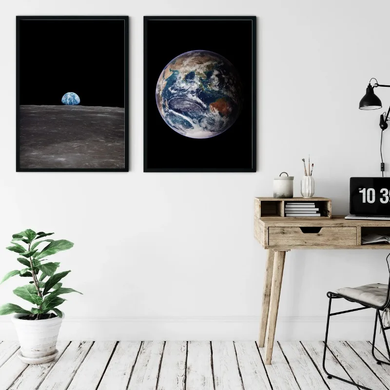 Earth From Space Moon Landing Astronomy Photography Posters Prints Canvas Painting Wall Art Picture for Science Room Home Decor