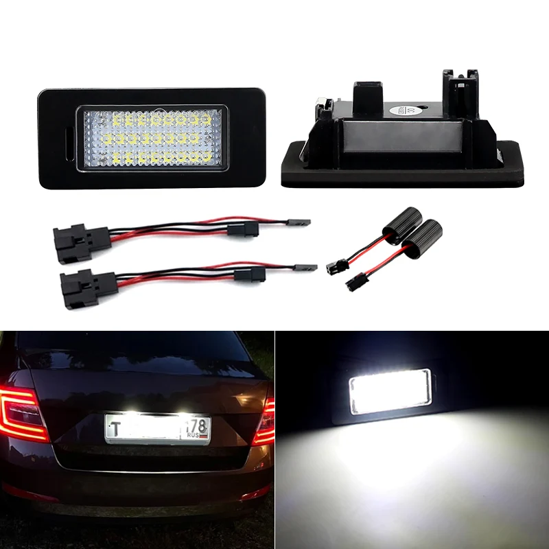 SKODA Rapid Yeti Octavia 3 Super B6 Fabia, 아우디 A1 A3 A4 A5 A6 A7 CANbus LED 번호 번호판 라이트 램프, 2 개
