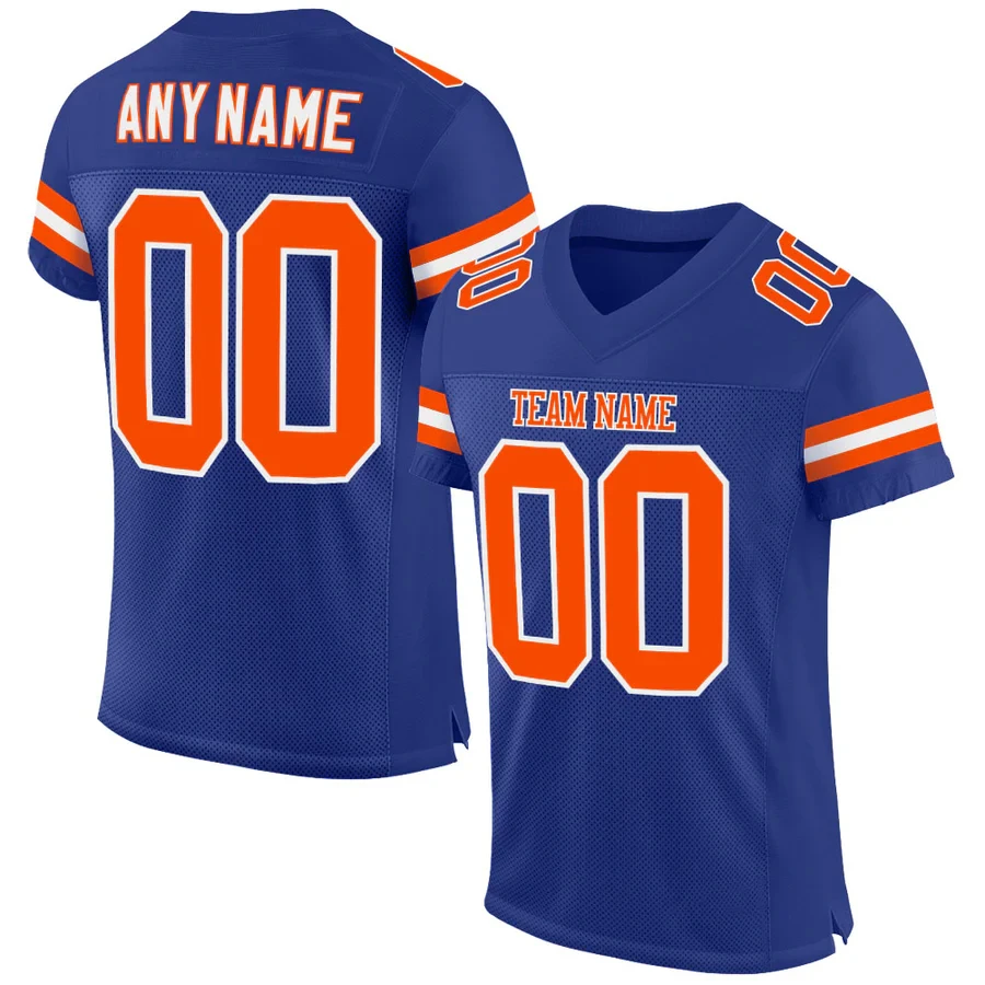 Custom Navy Football Jersey Men Personalized Name Number Bold White Print V Neck Stripe Sleeve Casual Sport Top Man T Shirt