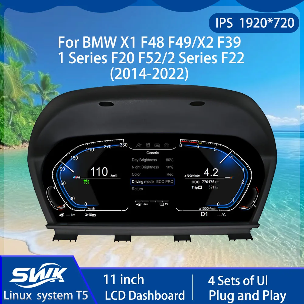 

Для BMW X1 F48 F49/X2 F39 1Series F20 F52/2Series F22 2014-2022 Автомобильная умная цифровая приборная панель с ЖК-дисплеем 11 дюймов Linux System Plug and Play
