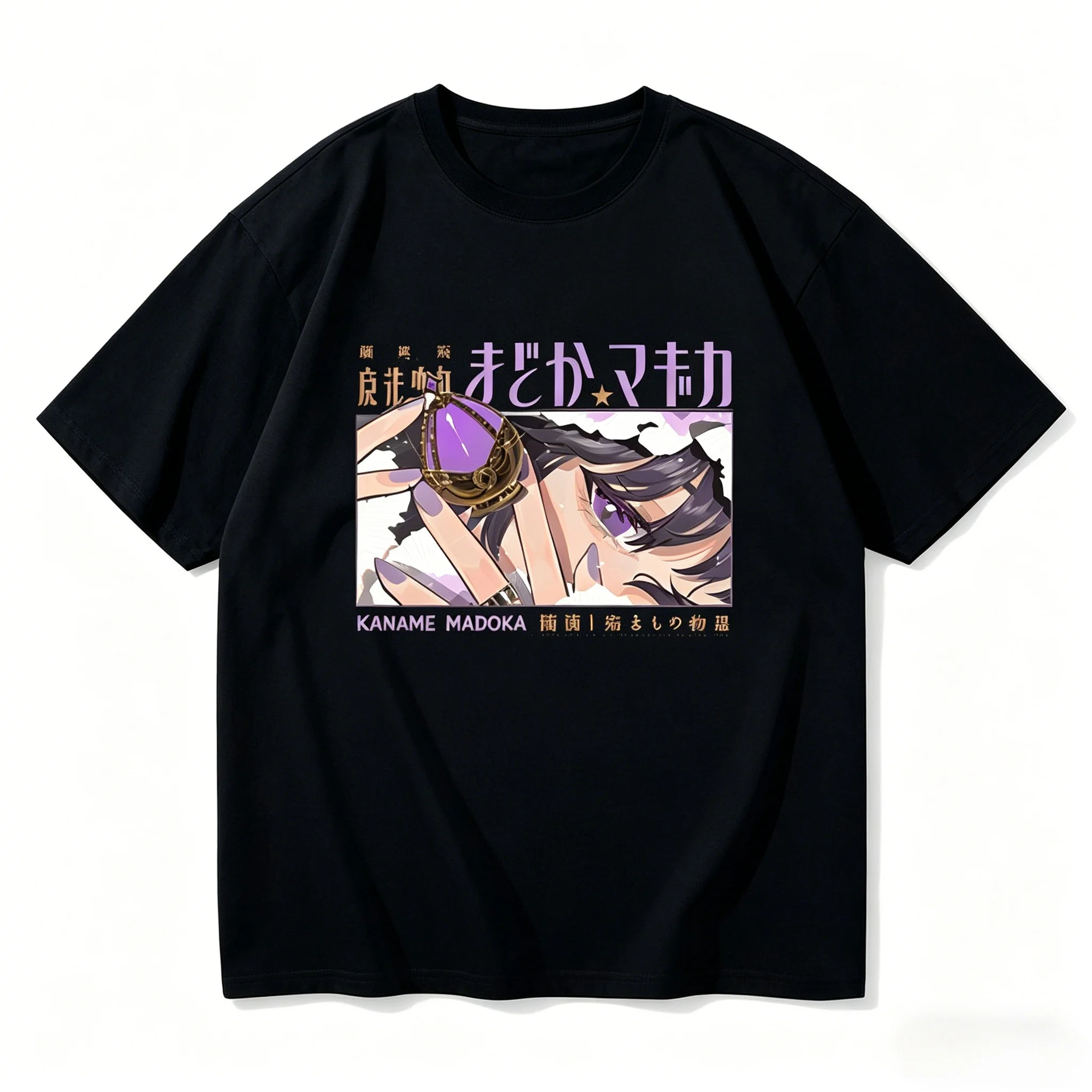2026 Madoka Magica Kaname Madoka T-shirt Pink Hair Soul Gem Single Sided Print Oversized Cotton Tee For Men Women Anime Otaku