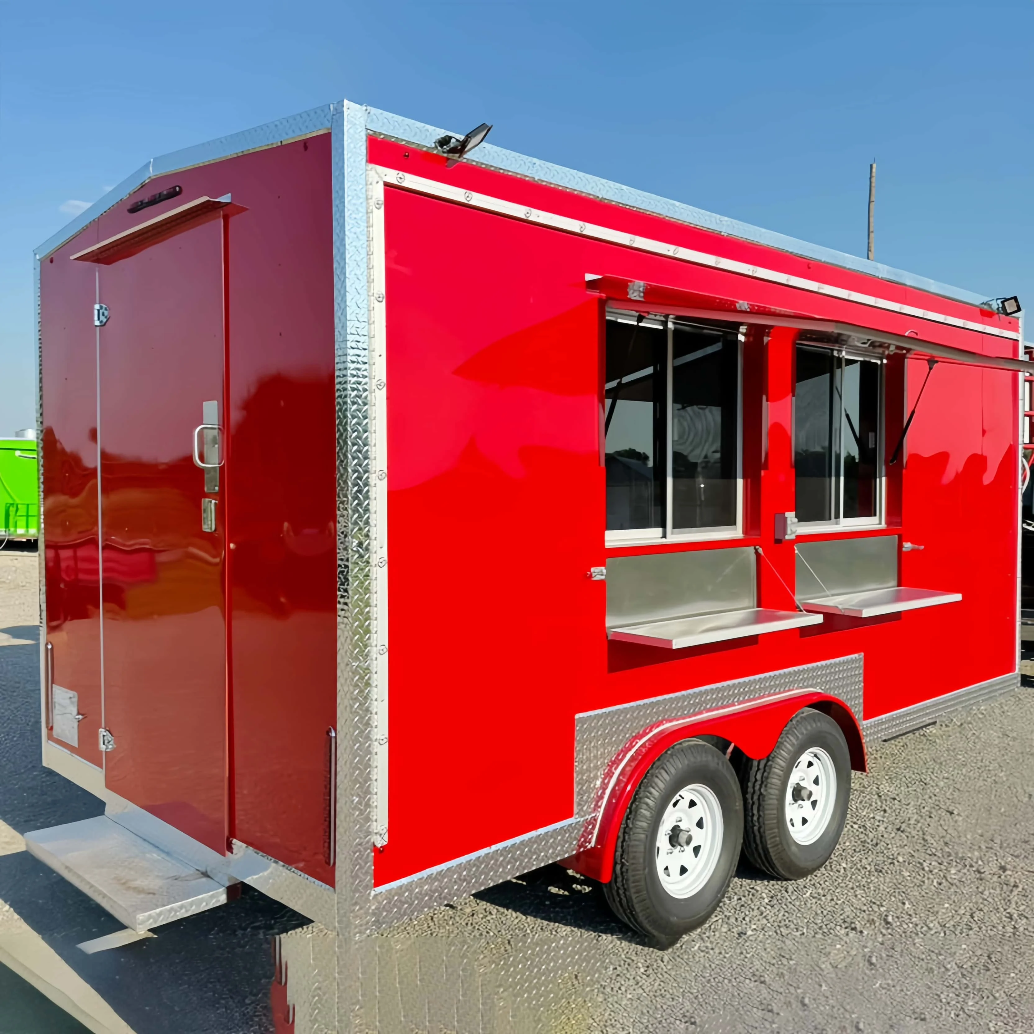 

Food Truck Trailer Road Camper Caravan - Portable Kitchen Space for Business Mobile Hamburger Kitchen Truck