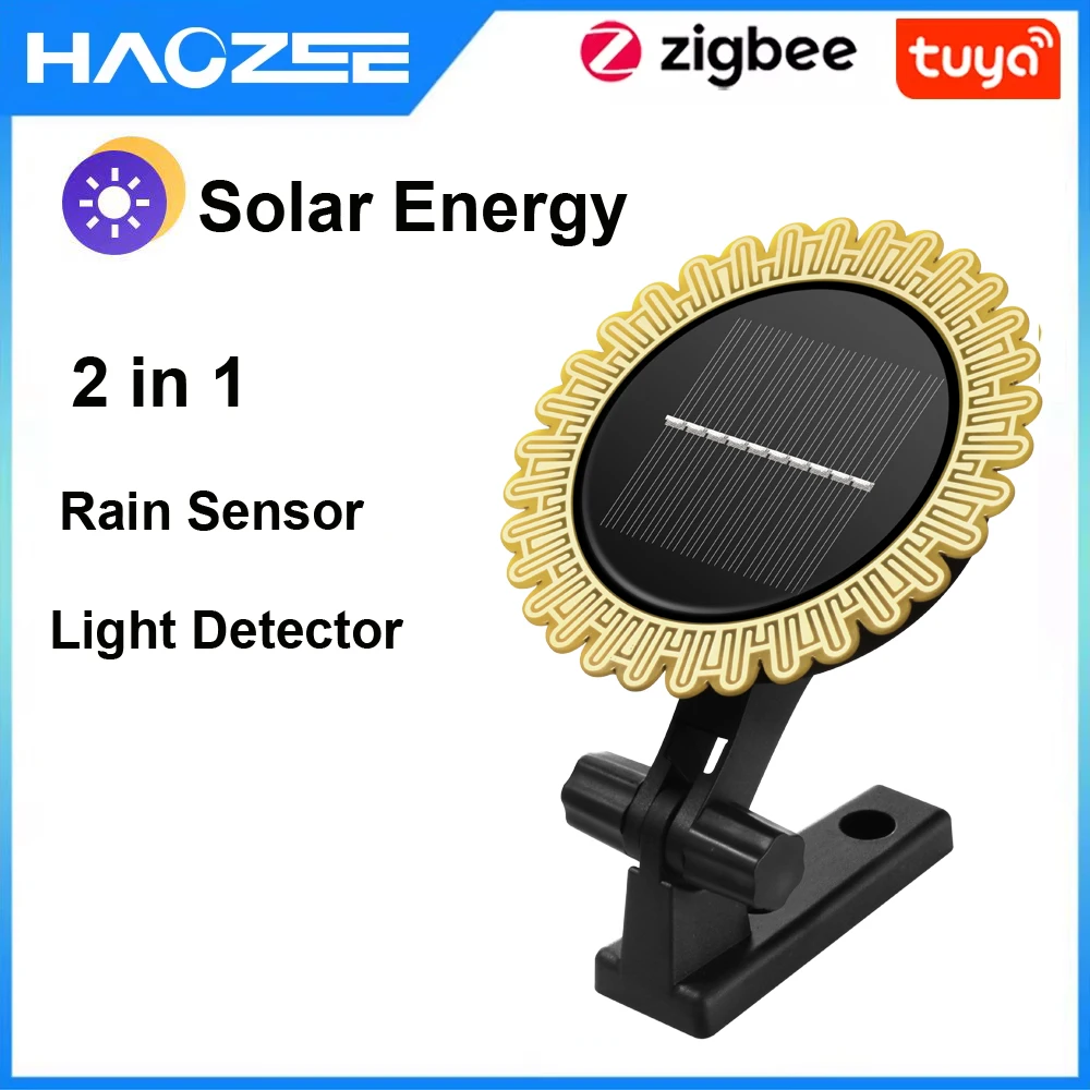 Tuya Smart Zigbee Rain Sensor With Light Detector Solar Operated IP66 Outdoor Waterproof Rain Detector Remote Control