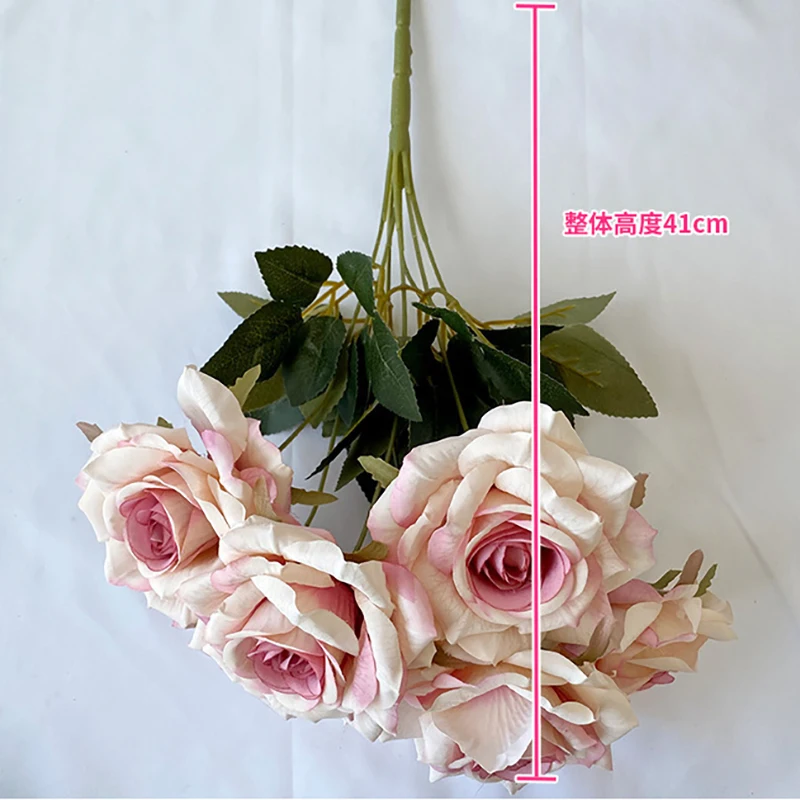 41CM 7-Fork Silk Screen Rose Artificial Flower Wedding Living Room Decoration Bouquet image 6