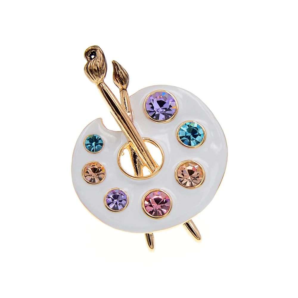 CINDY XIANG Draw Palette Brooch Creative Rhinestone Pins Women And Men 2 Colors Available Suit Accessories