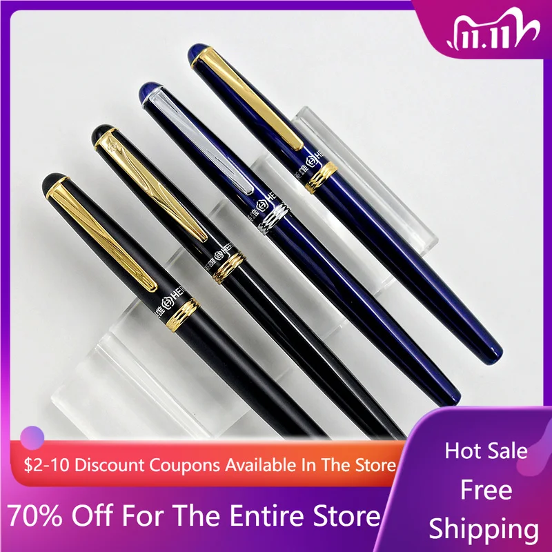 

Перьевая ручка Hero 852, золотой зажим, иридий F, наконечник 0,5 мм, студенческие ручки для письма, гладкий карман, портативная офисная ручка для каллиграфии