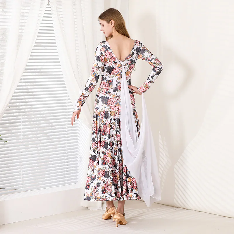 Spódnica do tańca towarzyskiego Waltz Women Design Printing Tango Ballroom Dance Dress Lady Advanced Standard Ballroom Dance Dresses